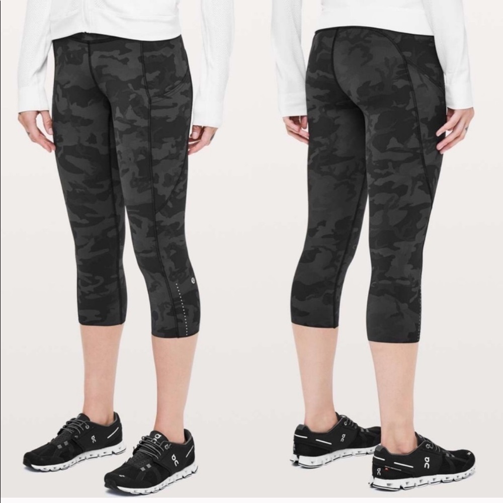 Lululemon Fast and Free Crop II 19" Camo Size 4